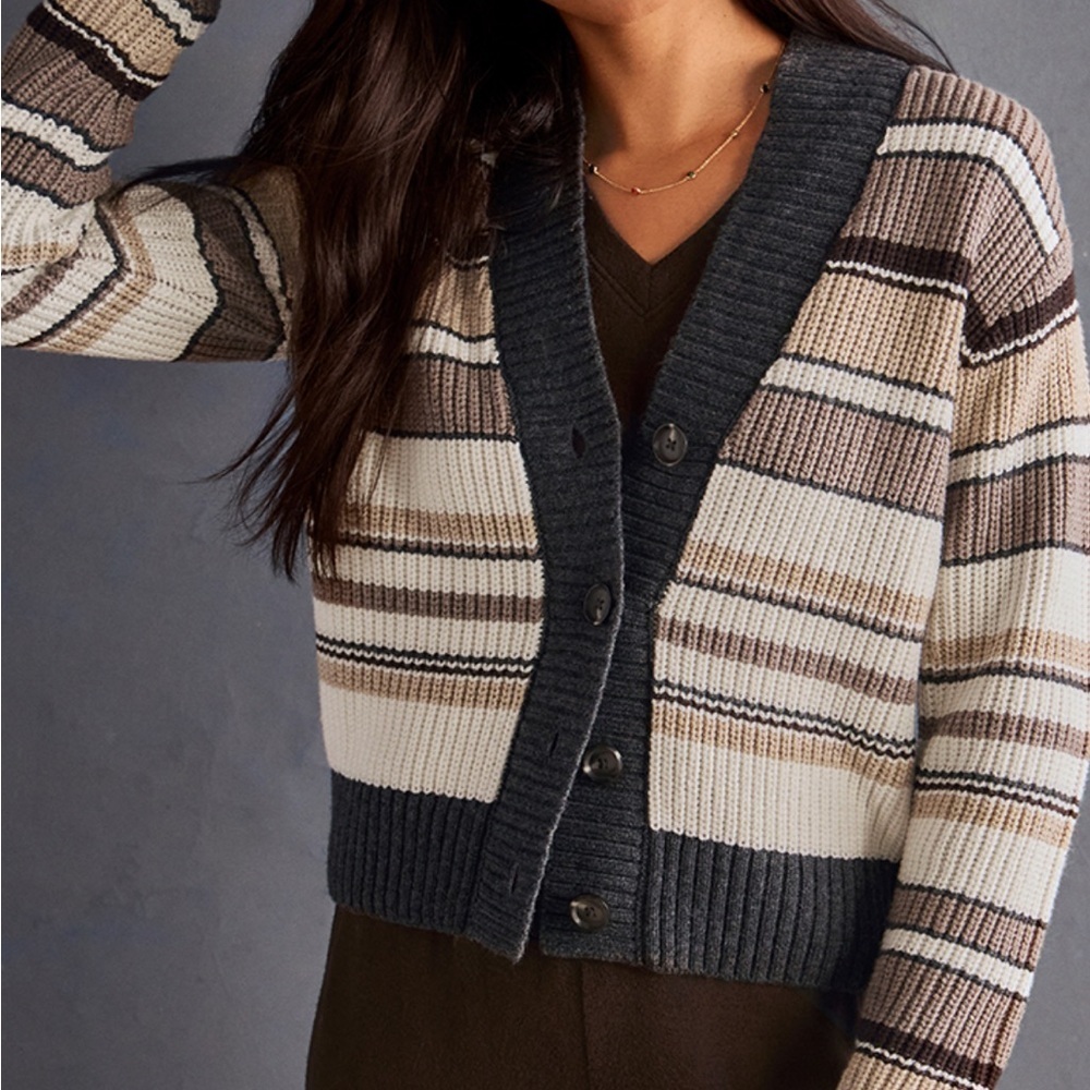 CAbi Cocoa Striped Cardigan - Picture 3 of 10